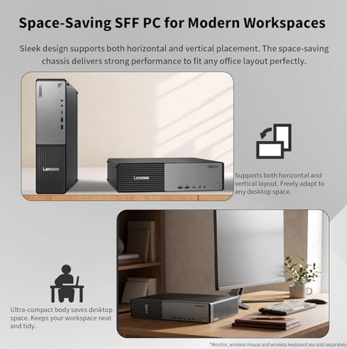 Image of Lenovo ThinkCentre Neo 55s Business SFF Desktop, AMD Ryzen 5 220 up to 4.9 GHz, 16GB DDR5, 512GB SSD, Support 2-Monitor 4K, HDMI, DP, Wired KB & Mouse, Wi-Fi 6, Windows 11 Pro, External DVD Bundle