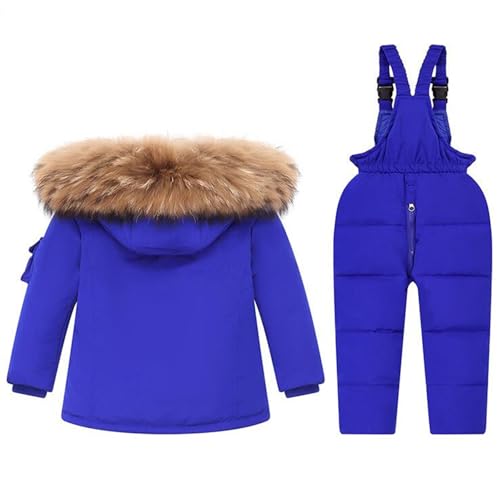 Toddler Boys Snowsuit Girls Snow Pant and Jacket Bib Winter Kids Clothes Warm Coat Girls Extra Small Snow Pants (Blue, 4-5 Years)2