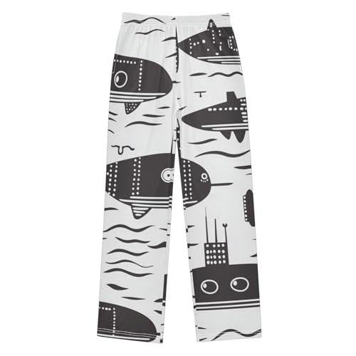 ZZXXB Retro Marine Submarine Boys Long Pants Soft Trousers Elastic Waist Kids Lounge Bottoms with Pockets S-XL