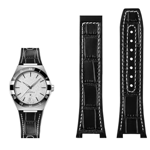 Bracelet montre Omega Constellation cuir silicone noir pour série Manhattan 131.13