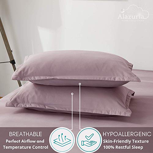 Alazuria Duvet Cover Queen, Soft Microfiber Queen Size Duvet Cover Set (3 Piece) Breathable, Zipper Closure, 4 Corner Ties (1 Comforter Cover + 2 Pillow Shams) Berry Mocha, Queen #TOP4