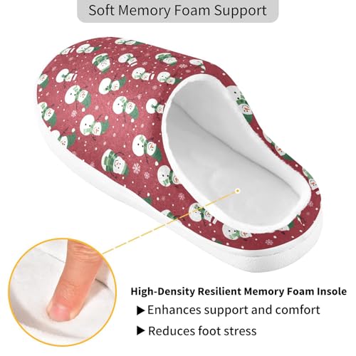 Fuzzy Memory Foam Slippers for Women/Men Snowmen Pattern Fluffy Winter House Shoes Indoor and Outdoor3