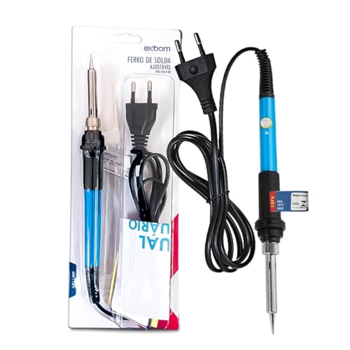 Ferro de Solda Ajustavel Exbom 127V Soldador 127VExbom Ajustavel 15 a 60W mais Ponteiras Kit Solda A