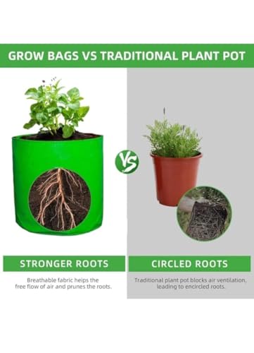 Image of Seasoning Grow Bags HDPE 18'' x 18'' inch, Terrace Gardening, Vegetable, Fruits Planting Bags Pack of 02