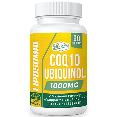 Mecinalis 1000mg Liposomal CoQ10 Softgels | Better Absorption CoQ10 Ubiquinol Supplement | Support Heart Health & Energy Production | Active Antioxidant Form of Vegan Coenzyme Q10 | 60 Softgels