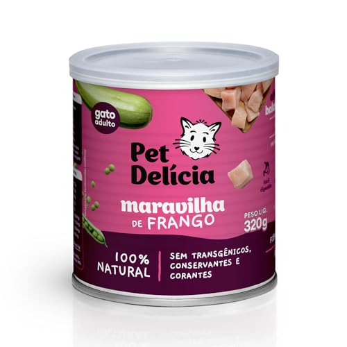 Pet Delícia Maravilha de Frango 320g, Alimentação Natural para Gatos Adultos, Com Frango e Fibras