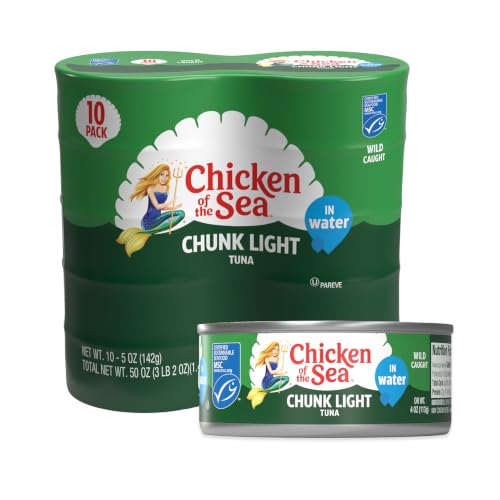 Chicken of the Sea Wild Caught Chunk Light Tuna, 5 Ounce Cans, 10-Count – High Protein...