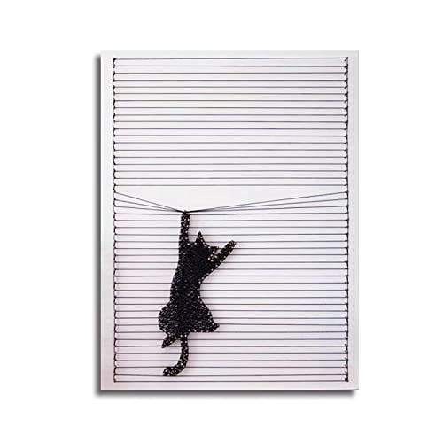 SAJIMEICY DIY String Art Kit -Naughty cat String Art Kit,DIY Craft Wooden Winding Nail Picture for Adults,Teens,Beginner,Kids.