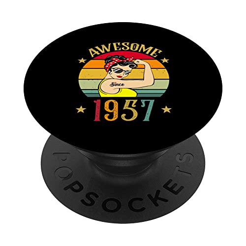 Regalos de cumpleaños vintage de 1957 para mujeres de 66 años nacidas en 1957 PopSockets PopGrip Intercambiable