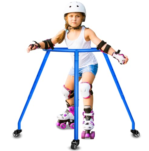 YSLRSM Roller Skate Trainer for Kids and Adults Height Adjustable Skater Aid with 3-Wheel Training Support Bar Learn to Skate Balance Helper for Roller and Inline Skating