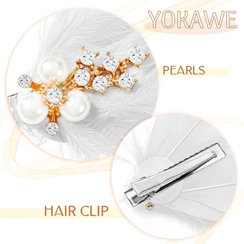 Set 2 Pinzas para Cabello con Plumas Blancas y Perlas miniatura 5