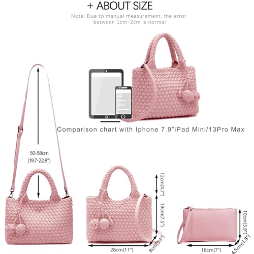 Image of Woven Tote Bag for Women with Coin Purse, Foldable Chain Small Crossbody Handbags, Fashion Shoulder Bag, Hobo Satchel