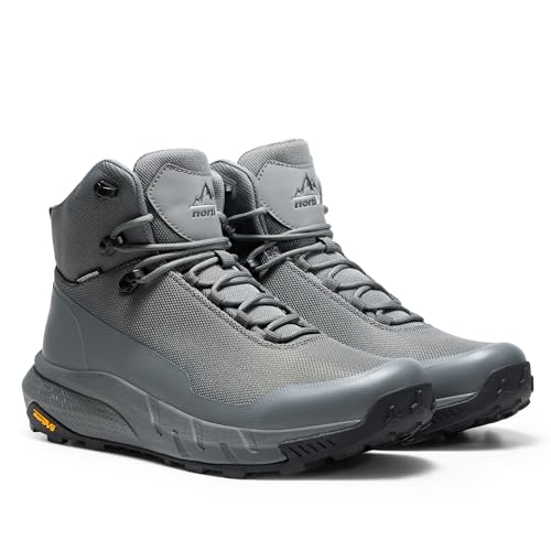 NORTIV 8 Men's Mid Waterproof Hiking Boots Outdoor Lightweight Breathable Trekking Camping Mountaineering Shoes HydroTrek,Size 12,Grey,NMUMHB2504