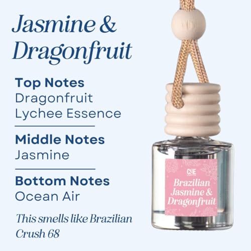 Image of CANDECraftCo Car Air Hanging Fragrance Oil, Car Auto Freshener for Essential Oils, Scents Fragrance Aromatherapy Automobile Diffuser, Long Lasting (Braziian Jasmine & Dragonfruit)