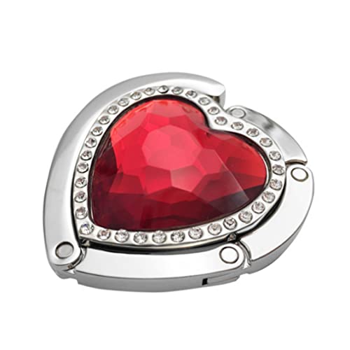 Ohomr Crochet à Sac à Main, Porte-Crochet de Sac à Main Pliable, Porte-Sacs pour Le go Metal Portable de Sac à Main Portable, Rangement de Sac pour Femmes Coeur Rouge Cover