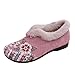 Women's Fleece Lined Slip On Loafers Flat Sole Soft Bottom Casual Shoes Fashion Floral Pattern Low Heel Wide Round Toe Suede Comfortable Warm Indoor Outdoor Non Slip Lightweight Cozy Moccasins Pink