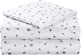 HOMEIDEAS Double Sheets Set, Navy Pinstripe Bed Sheets Extra Soft Sheets Brushed Microfiber Fabric Sheets, Wrinkle & Fade Free - Flat Sheet, Fitted Sheet with 2 Pillowcases(4 Pieces)