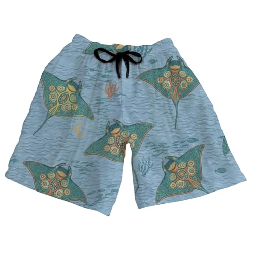 Deovige Male Swim Trunks with Pockets Marine Life No Mesh