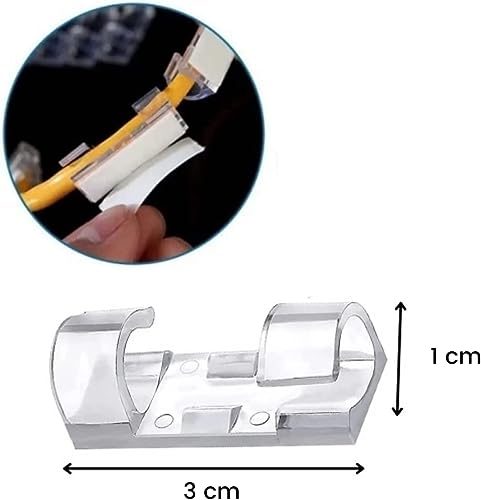 30 organizadores de cabo transparentes com adesivo auto colante para fio de 7mm