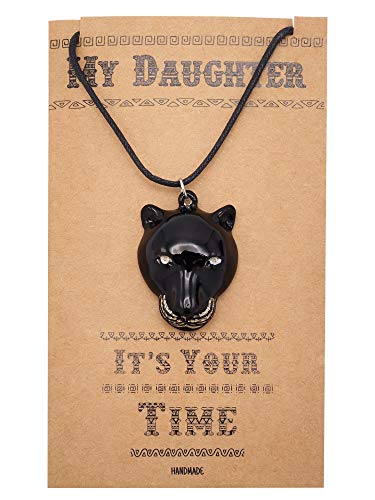 quan jewelry Black Panther Inspired Pendant Daughters Necklace, Handmade Charm, Gifts for Him & Her, Black Cat Lovers, with Inspirational Quote Card for Daughter Gift2