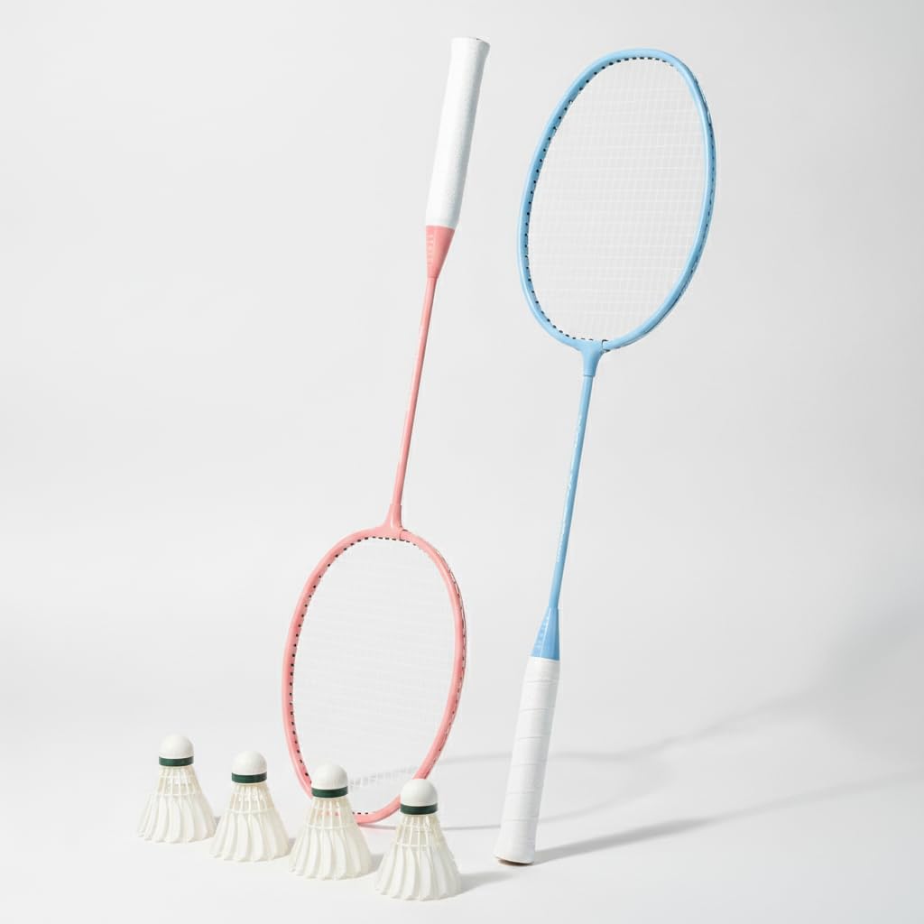 Set Racchetta da Badminton per Principianti, Adulti e Bambini, con Volano e Borsa, per Giochi all'Aperto, Telaio in Lega di Ferro