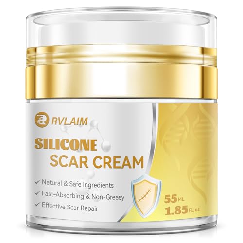 Scar Cream Silicone Scar Gel, Scar Cream for Surgical Scars, Advanced Scar Removal Cream for C-Section, Injury, Acne, Burns, Keloids, Stretch Marks, Old & New Scars, 1.85 Oz (55g)