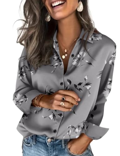 silk blouse - silver floral