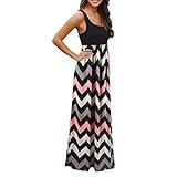 Amandaz Gestreiftes Maxi-Sommerkleid für Damen, ärmelloses, langes, lockeres Kleid in Übergröße, Damen-Strandabnutzung, Hemdkleid, Bluse, Kleid, Kleidung, langes Skaterkleid, Weibliche Partykleider