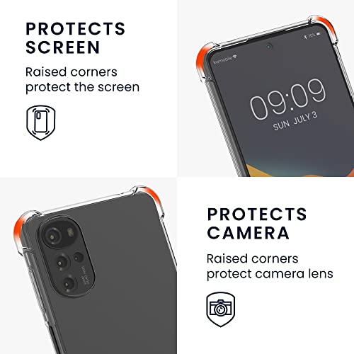 kwmobile Crossbody Case Compatible with Motorola Moto G22 Case - Clear TPU Phone Cover w/Lanyard Cord Strap - Transparent/Black - Image 3