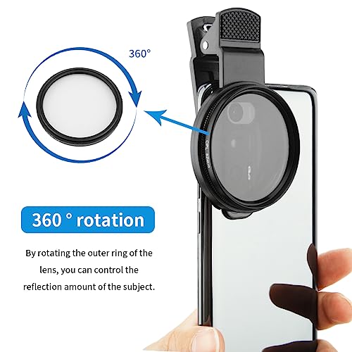 Image of 52mm Clip-on CPL Phone Camera Lens Filter, Universal CPL Phone Camera Lens Polarizer Clip-On Cellphone CPL Filter Compatible with iPhoneSamsung /Android Smartphones(Size:52mm)