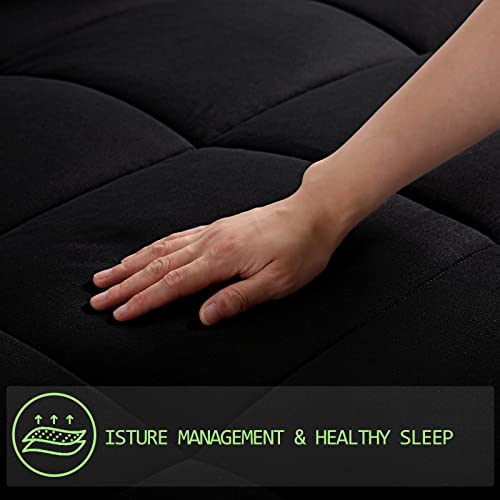 Amgui California King Comforter Set 3 Pieces - Goose Down Alternative With 2 Pillow Shams - Extra Thick - Soft And Comfortable - Machine Washable (California King,Black) #TOP4