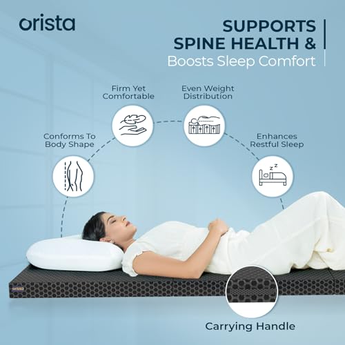 Image of Orista Tri-Fold Foldable Orthopedic Foam Mattress Single Bed | 75x30x2.5 Inch | Compact & Portable, 3-Fold Design | Perfect for Floor Sleeping, Guests, and Travel | Black Jacquard