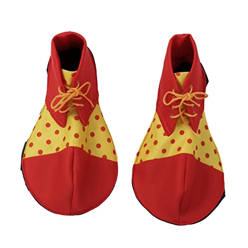 Aislor Déguisement de Bouffon Clown Enfant Adulte Costume Carnaval Chapeau et Collier et Gants et Nez Ensemble de 1/4 pcs Chaussure Taille unique