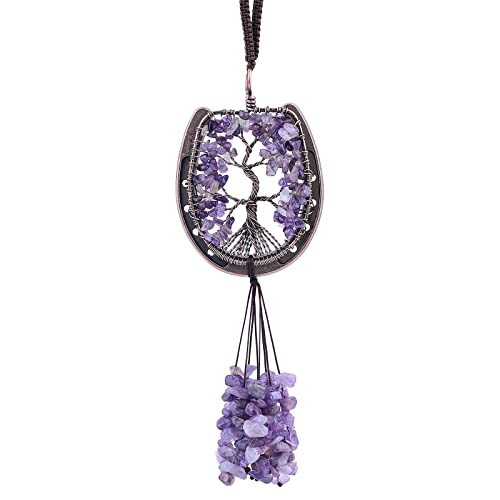 Nupuyai Amethyst Horseshoe Tree of Life Hanging Ornament