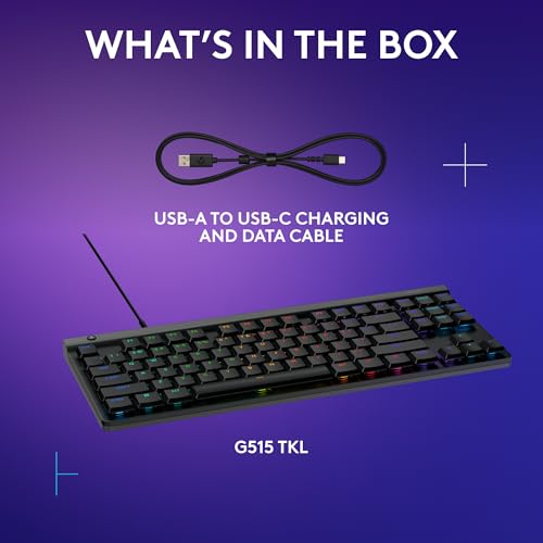 Logitech G G515 TKL Wired Low Profile Gaming Keyboard, Fully Customisable RGB, Double-Shot PBT Keycaps, QWERTY UK English Layout, Black - Image 7