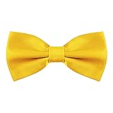 [Allegra K] ボウタイ 蝶ネクタイ リボン フォーマル 結婚式 入学式 大人 調節可能 無地 メンズ 黄金色の黄色 Free Size