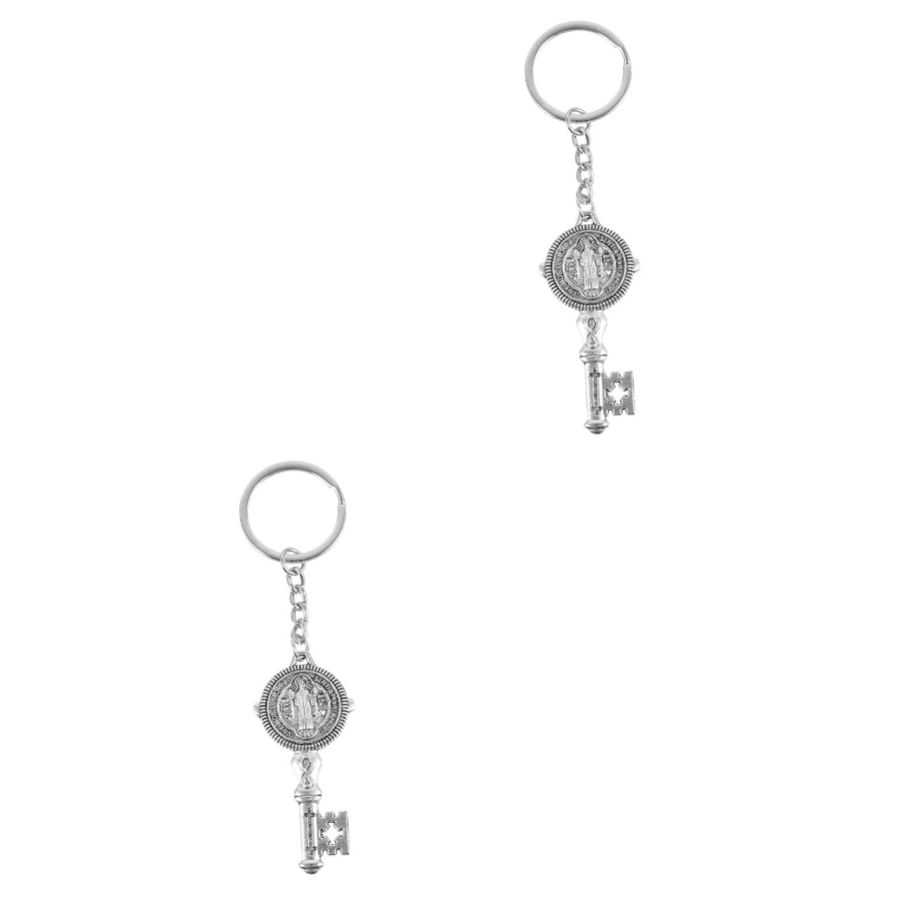 VALICLUD2pcs Key Chain Sacramental Medal Keyring Saint Benedict Medal Keychain Handbag Charms St Benedict Medals Keychain Faith Key Holder Purse Charm Rosary Keychain Jesus Keychain Metal