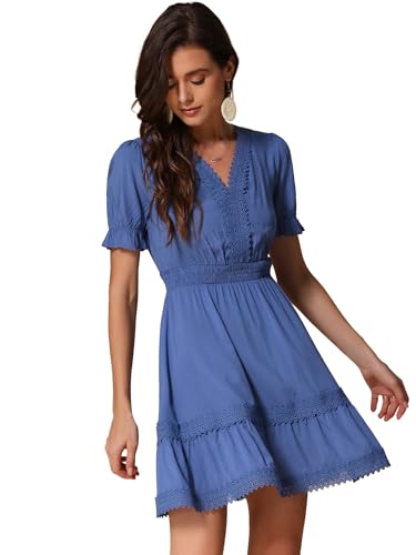 Robe à volants avec bordure en crochet Allegra K chic et fluide