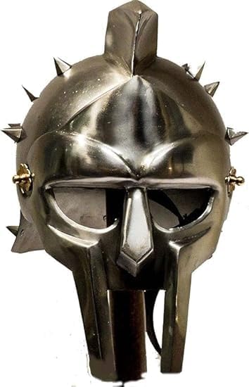Medieval Gladiator Maximus Helmet (with Liner) Halloween Costume Silver Polish