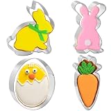 Cookie Cutters 4 PCS, Easter Cookie Cutters by JOB JOL, 3'' to 3.5'', with Recipe Booklet