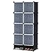 UISEBRT Armoire Penderie Armoire Portable DIY, Étagère de Rangement, Portable Storage Modulable Meuble, 8 Cubes avec Porte et Armoire à Chaussures, Noir avec Motif