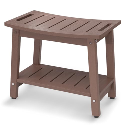 BEKVEM Waterproof HDPE Shower Bench for Inside Shower, Shower Stool, Mocha