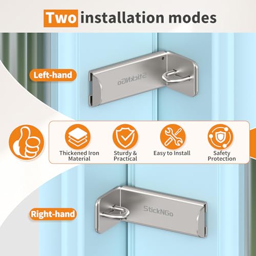 Image of 3.3 inch Sliding Barn Door Lock, 90 Corner Latch (Silver-1 Pc)