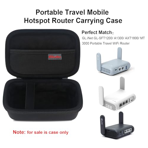 Image of Elonbo Carrying Case for GL.iNet GL-MT3600BE (Beryl 7) / GL-MT3000 (Beryl AX) / GL-AXT1800 Portable Travel Router, Pocket WiFi Hard Travel Bag, Mini Mobile Hotspot Router Storage Holder, Black