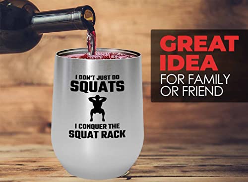Flairy Land Gym Squat Silver Wine Tumbler 12oz - the squat rack - Squat Bar Weights Funny Workout Pullup Rack Squat Tack Fitness