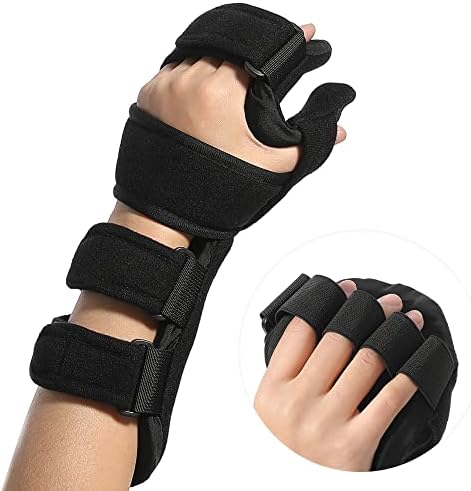 Fanwer Resting Hand Splint with Finger Separators - Hand Brace for Finger Contractures - Night Immobilizer Support for Carpal Tunnel Wrist Pain - Thumb Stabilizer Strap For Correction & Comfort (Left)