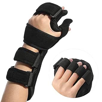 Fanwer Resting Hand Splint with Finger Separators - Hand Brace for Finger Contractures - Night Immobilizer Support for Carpal Tunnel Wrist Pain - Thumb Stabilizer Strap For Correction & Comfort (Left)