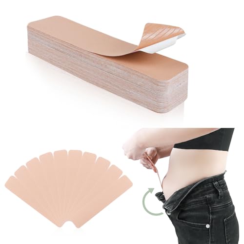 30 Pcs Pre Cut Belly Tape - Waterproof Tummy Control Tape for Flat Stomach & Back Fat Lift, Elastic Body Tape for Sagging Skin and Postpartum Belly