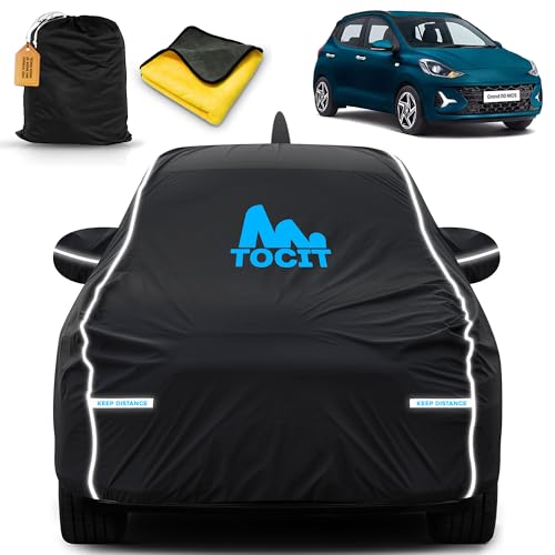 Image of Grand Nios Waterproof Long Life Cover with Safety Glow Reflective Strap, Premium Stretchable Velvet Velour Fabric, Machine Washable, Tri-Stitch Custom Fit with Mirror & Antenna Pocket