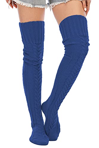 Image of Leoparts Women's Cable Knitted Thigh High Boot Socks Extra Long Winter Stockings Over Knee Leg Warmers